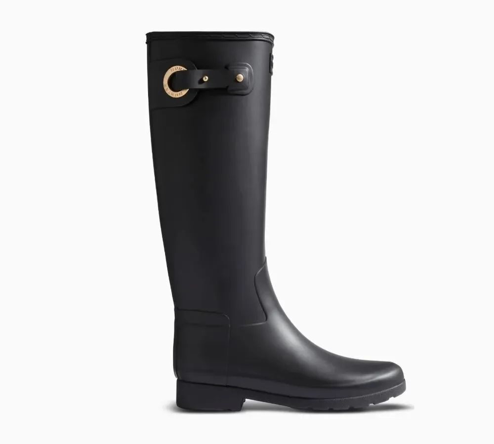 Hunter Refined Tall Rain Boots Womens 10 Waterproof Matte Rubber Black FSC